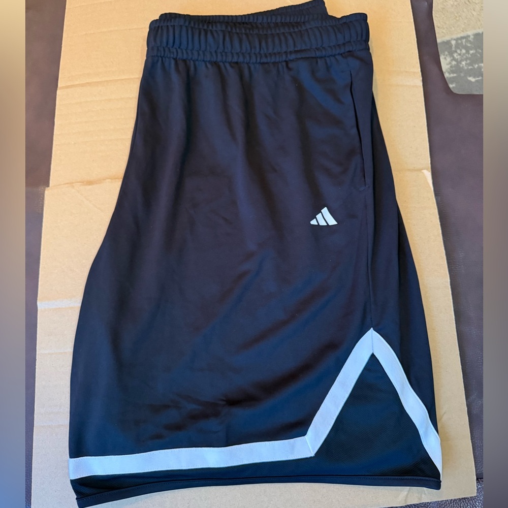 Adidas Black Basketball Shorts with White Logo - 3XL - 9” in - Good Condition